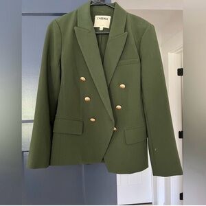 L'AGENCE Kenzie Forest Green Blazer with Gold Buttons